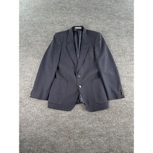 Vintage Yves Saint Laurent Wool Blazer 42R Navy Blue France YSL Button Logo
